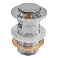 Донний клапан для раковини з переливом KOER PW-09-01 автоматичний (Click-Clack) (Колір хром) 1 1/4'' (KR5796) Донний клапан для раковини з переливом KOER PW-09-01 автоматичний (Click-Clack) (Колір хром) 1 1/4'' (KR5796)