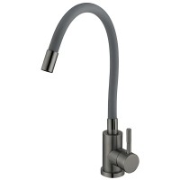 Змішувач для кухні MIXXUS SEO-011 GRAPHITE REFL.GRAY з силіконовим виливом з нерж.сталі SUS304, кол