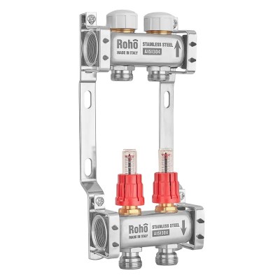 Колектор з витратоміром та термостатичними клапанами Roho R804-02M - 1"x 2 вих. (RO1043) Колектор з витратоміром та термостатичними клапанами Roho R804-02M - 1"x 2 вих. (RO1043)