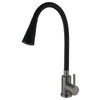 Змішувач для кухні Mixxus SEO-011-T Graphite Refl.Black з нерж.сталі SUS304 (Кол.графіт+сил.вилив чорний) (MI8434)