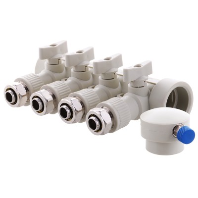 Коллектор распределительный 4-way с фитингом (40x20) PPR KOER K0192.PRO (KP2557) Коллектор распределительный 4-way с фитингом (40x20) PPR KOER K0192.PRO (KP2557)