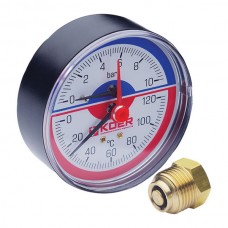 Термо-манометр аксіальний (KOER KM.802A) (0-10 bar), D 80мм, 1/4''-1/2'' (KR0224) Термо-манометр аксіальний (KOER KM.802A) (0-10 bar), D 80мм, 1/4''-1/2'' (KR0224)