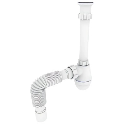 Сифон для раковини ZERIX SU-03-А з ревізією (Колір білий) 1 1/4'' (ZX5083)