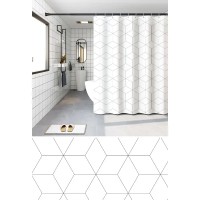 Шторка для ванної Zerix SCP-020-180x180 з PEVA (поліетиленвінілацетату) (Візерунок "Зигзаг" білий) (ZX6093)