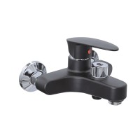 Змішувач для ванни Plamix CEZAR-009 EURO SET Matte black, зі шлангом, лійкою та кронштейном (PM0693