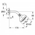 Набір верхнього душу, 3 режими струмені Grohe New Tempesta 100 (26088001)