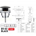 Донний клапан для раковини універсальний (з/без переливу) ZERIX BV-03 BLACK автоматичний (Click-Clack) (Колір чорний) 1 1/4'' (ZX6020) Донний клапан для раковини універсальний (з/без переливу) ZERIX BV-03 BLACK автоматичний (Click-Clack) (Колір чорний) 1 1/4'' (ZX6020)