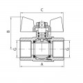 Кран кульовий Koer KG.207 - 1/2" FF ГГМ (газ) (KR4958)