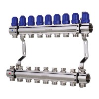 Колекторний блок з термостатичними клапанами Koer KR.1100-09 1"x9 ways (KR2635)
