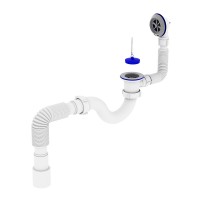 ZERIX SV-01-A 1 1/2" Сифон для ванни прямоточний з випуском та переливом (40 шт/ящ)