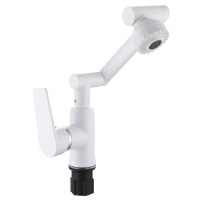 Змішувач для умивальника з регульованим виливом Plamix Oscar-001-FX SET White (з підведенням) (Колір білий) (PM6105)