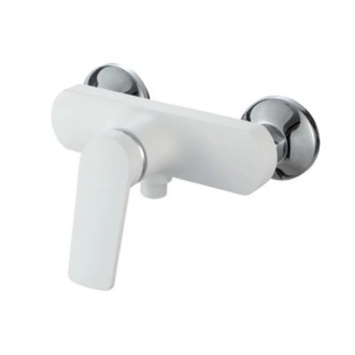 Змішувач для душової кабіни Plamix Lucas-003 SET White з шлангом, лійкою та кронштейном (PM0711)