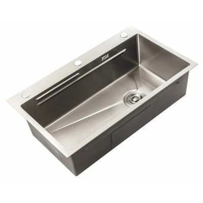 Мийка з нерж. Сталі ZERIX ZH6845-SET-05 DECOR NANO-SILVER (3.0/0.8) КОМПЛЕКТ (колір нержавійка) (ZM5589)