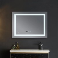 Дзеркало Mixxus WARM MR02-70x50-CASE з Led Touch, Anti-fog, димером, регулятором яскравості, годинником (MI6669)