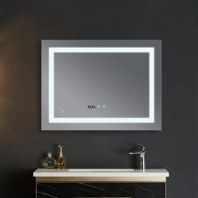 Дзеркало Mixxus WARM MR02-70x50-CASE з Led Touch, Anti-fog, димером, регулятором яскравості, годинником (MI6669)
