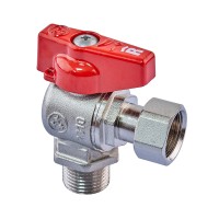 Кран кульовий Roho R116-050 -1/2"х1/2" ВЗ кутовий Н/Г, ручка "метелик" червона (RO0235)
