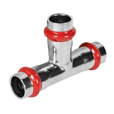 Трійник трирозтрубний редукційний Koer KQ.T221522 Press-Inox AISI 304 22x15x22 (KR6350)
