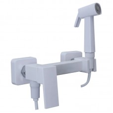 Змішувач для гігієнічного душу Plamix Kubus-222 SET White (з шлангом та лійкою) (PM0744)
