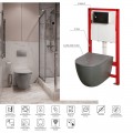 Комплект: MIXXUS PREMIUM ELLIPSE-SET-2101 GRAY Унітаз система змиву TORNADO 3.0+ Інсталяція KOER KT-0404 + панель KT-0604-07 GUN GRAY (MP6668)