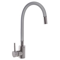 Кухонный смеситель серый с силиконовым изливом MIXXUS SUS 011 (SS0008)