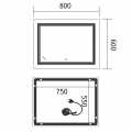 Дзеркало MIXXUS PREMIUM QUADRO MR20-80x60-REVERSE з LED Touch, Anti-fog, димером, рег. яскравості (MP6619) Дзеркало MIXXUS PREMIUM QUADRO MR20-80x60-REVERSE з LED Touch, Anti-fog, димером, рег. яскравості (MP6619)