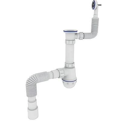 Сифон для кухні Zerix SK-04-В 1 1/2"x40 з різьбовим випуском та круглим переливом (ZX5085)