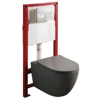 Комплект: MIXXUS PREMIUM ELLIPSE-SET-2101 GRAY Унітаз система змиву TORNADO 3.0+ Інсталяція KOER KT-0404 + панель KT-0604-07 GUN GRAY (MP6668)