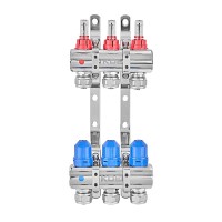 Колекторний блок з витратомірами та євроконусами Koer KR.1210-3 - 1"x3 WAYS (KR5265) Колекторний блок з витратомірами та євроконусами Koer KR.1210-3 - 1"x3 WAYS (KR5265)