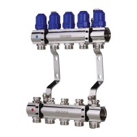 Коллекторный блок с термостатич. клапанами KOER KR.1100-05 1”x5 WAYS (KR2631)