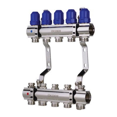 Коллекторный блок с термостатич. клапанами KOER KR.1100-05 1”x5 WAYS (KR2631)