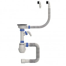 Сифон для кухні MIXXUS SK-06-BL 3 1/2"x40 з пластиковою чорною сіткою, відводом для пральної машини, гнучким круглим переливом (MI8196) Сифон для кухні MIXXUS SK-06-BL 3 1/2"x40 з пластиковою чорною сіткою, відводом для пральної машини, гнучким круглим переливом (MI8196)