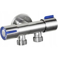 Кран для підключення сантехприладів Mixxus VAL-11-1/2x1/2x1/2 з нержавіючої сталі SUS304 (синій) (M