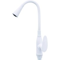 Змішувач для кухні PLAMIX CEZAR-011-B SET WHITE REFL.WHITE з силіконовим виливом, з підведенням (PM