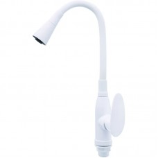 Змішувач для кухні PLAMIX CEZAR-011-B SET WHITE REFL.WHITE з силіконовим виливом, з підведенням (PM