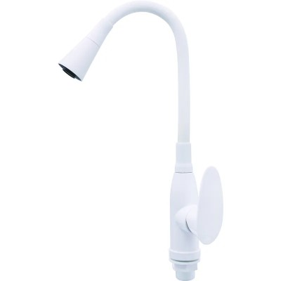 Змішувач для кухні PLAMIX CEZAR-011-B SET WHITE REFL.WHITE з силіконовим виливом, з підведенням (PM