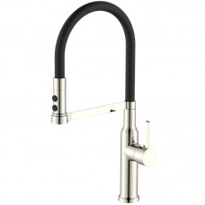 Змішувач для кухні MIXXUS PREMIUM PULL 017 SS COLOR REFL.BLACK (Колір нерж.+силік.вилив чорний) (MI8279)