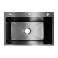 Мийка ZERIX ZH6545 MICRO DECOR GRAPHITE (3.0/0.8) з нержавіючої сталі (колір графіт) (ZX6181)