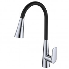 Змішувач для кухні Mixxus Premium Matis 011-T (NUT) Refl.Black (Колір хром+силік.вилив чорний) (MI8266)