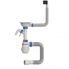 Сифон для кухні MIXXUS SK-02-B 3 1/2"x40 з нержавіючою сіткою, відводом для пральної машини, гнучким прямокутним переливом (MI8195) Сифон для кухні MIXXUS SK-02-B 3 1/2"x40 з нержавіючою сіткою, відводом для пральної машини, гнучким прямокутним переливом (MI8195)