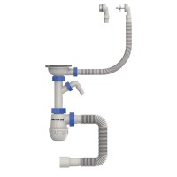 Сифон для кухні MIXXUS SK-07-B 3 1/2"x40 з нержавіючою сіткою, відводом для пральної машини, гнучким круглим переливом (MI8199) Сифон для кухні MIXXUS SK-07-B 3 1/2"x40 з нержавіючою сіткою, відводом для пральної машини, гнучким круглим переливом (MI8199)