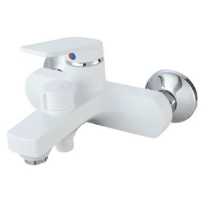 Змішувач для ванни Plamix Lucas-009 EURO SET White з шлангом, лійкою та кронштейном (PM0708)