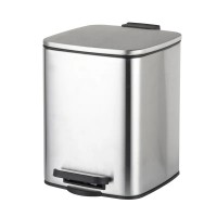 Відро для сміття з плавним закриттям квадратне Zerix Kubix-TC0106 SS Color 6л колір нержавійка (ZX5889)