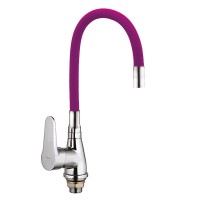 Смеситель для кухни ZERIX SOP7 045 с фиолетовым гибким изливом (ZX2666)