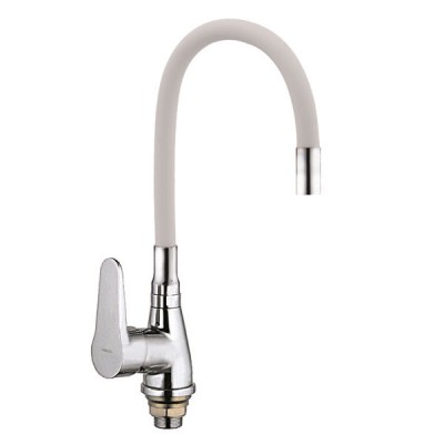 Смеситель для кухни ZERIX SOP7 045 с белым гибким изливом (ZX2668)