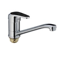 Смеситель для умывальника CRON MAGIC 555 (излив 15 см) (черная ручка) (CR0131)