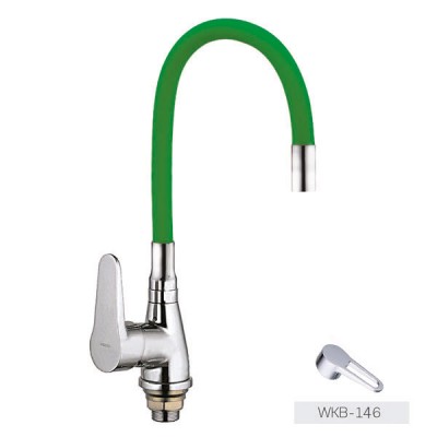 Смеситель для кухни ZERIX SOP7 146 с зеленым гибким изливом (ZX2656)